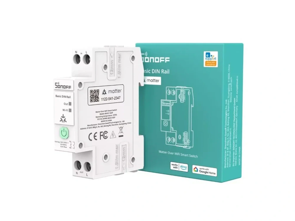 Sonoff Basic DIN Rail BASIC-1GSP – Matter Wi-Fi relé 32A