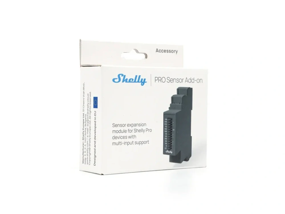 Shelly Pro Sensor Add-on – senzorový modul na DIN lištu