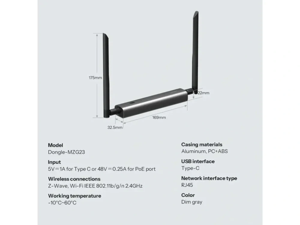 Sonoff Dongle Max MZG23 – Z-Wave 800 adaptér s PoE, Wi-Fi a USB